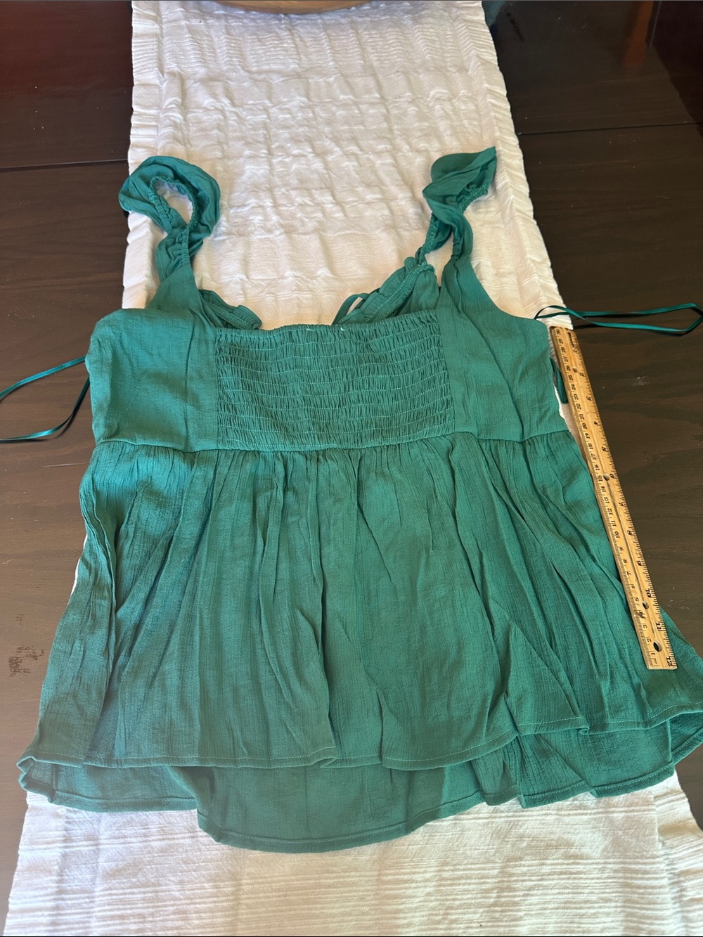 Tie-Front Sleeveless Tank Top in Green - Picture 6 of 6
